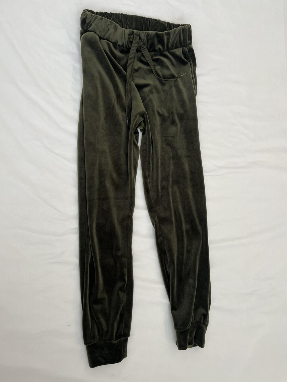 Lit 26 Velour Jogger Pants Womens M Olive Green Elastic Waist Cuffed Lounge